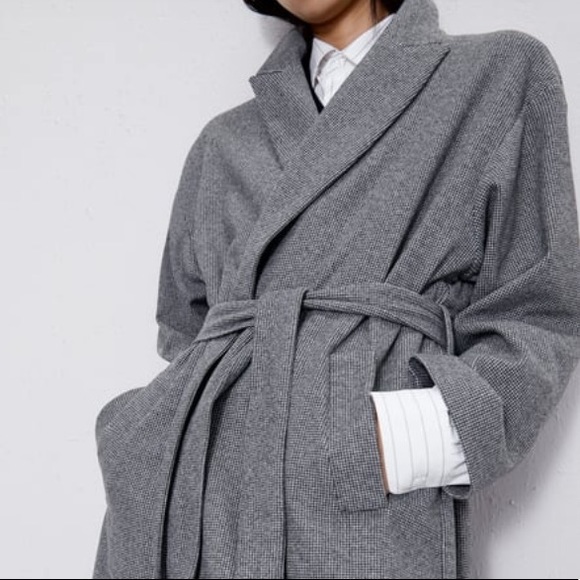 Zara soft touch oversized belted coat - Picture 5 of 7